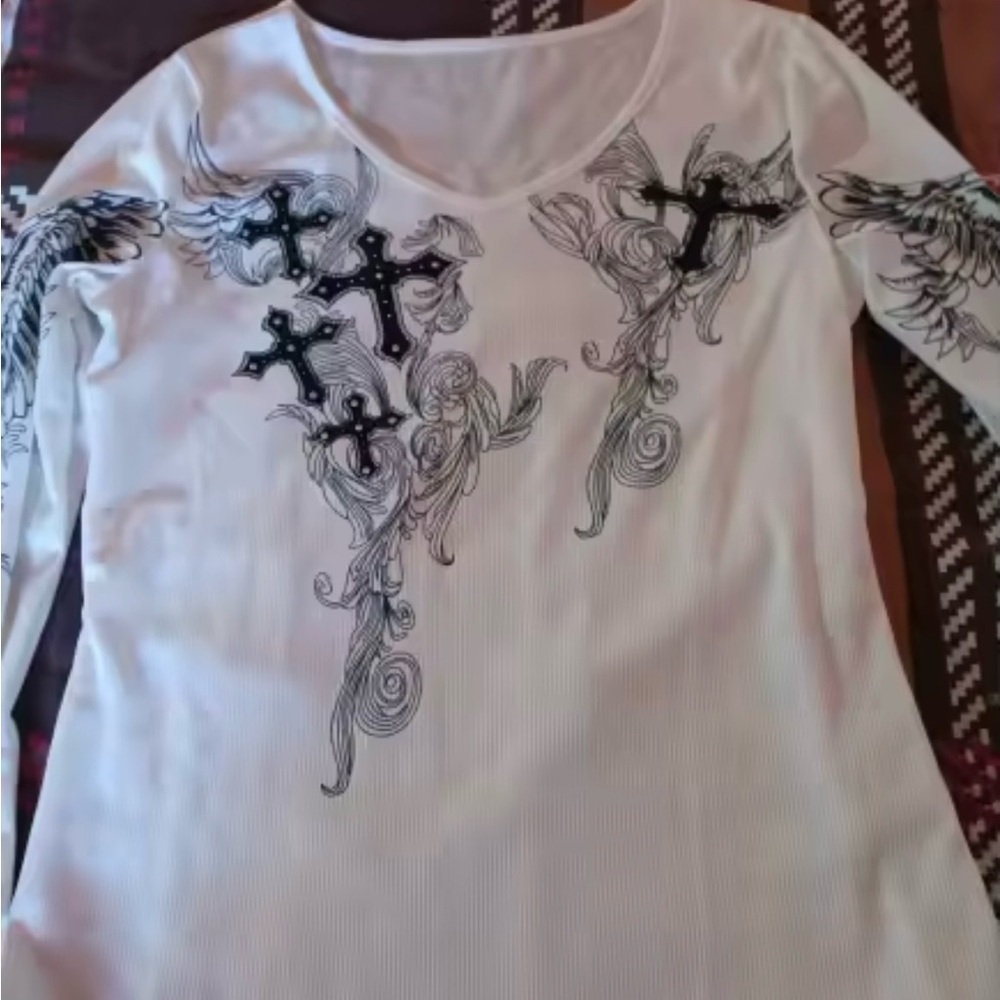 Women's White Graphic Top